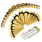 BodyJ4You 37PC Gauges Kit Ear Stretching Aftercare Balm | Single Flare Screw Fit Tunnel Plugs Expander Tapers | 14G-00G Surgical Steel | Natural Recovery Solution Set