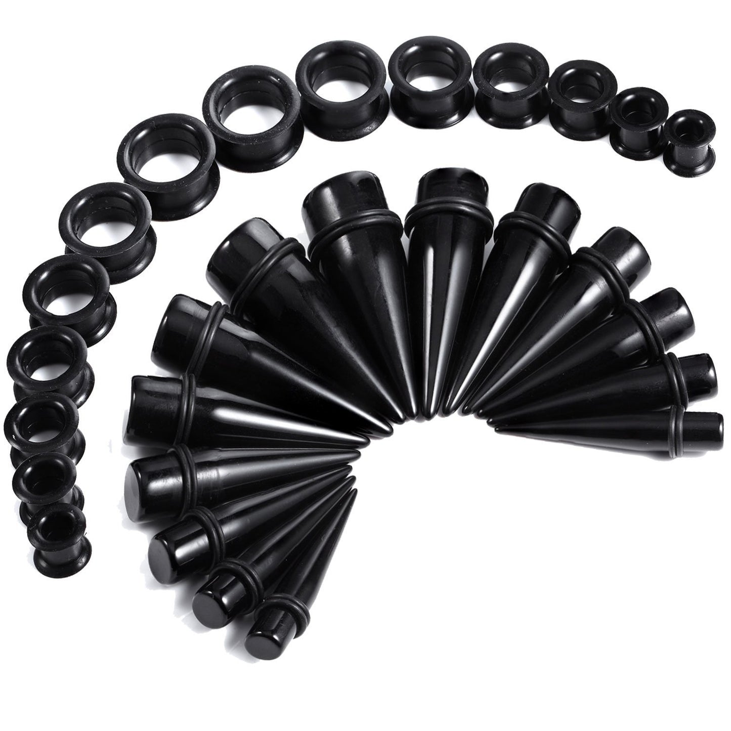 28PC Big Gauges Kit Ear Stretching 00G-22mm Acrylic Taper Silicone Plug Tunnels Piercing - BodyJ4you