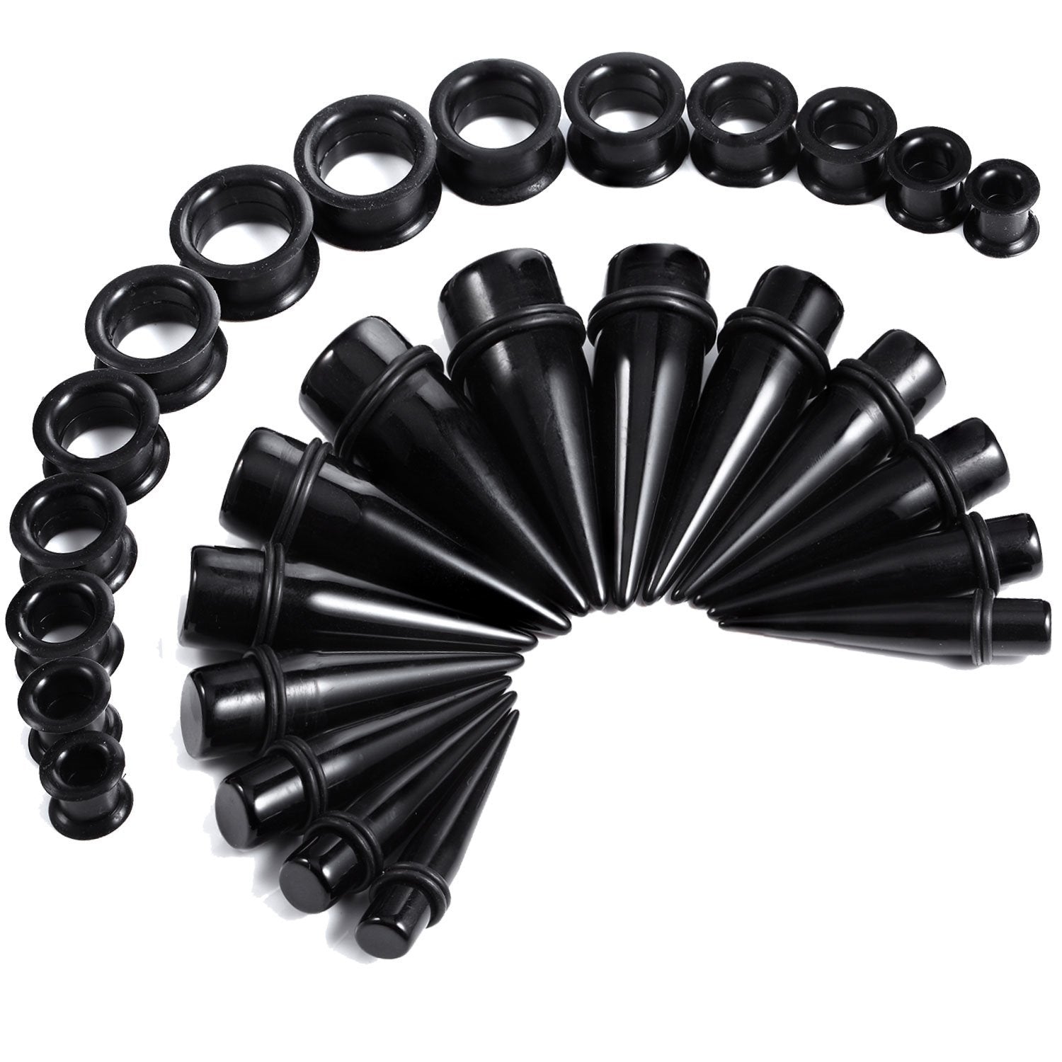 28PC Big Gauges Kit Ear Stretching 00G-22mm Acrylic Taper Silicone Plug Tunnels Piercing - BodyJ4you
