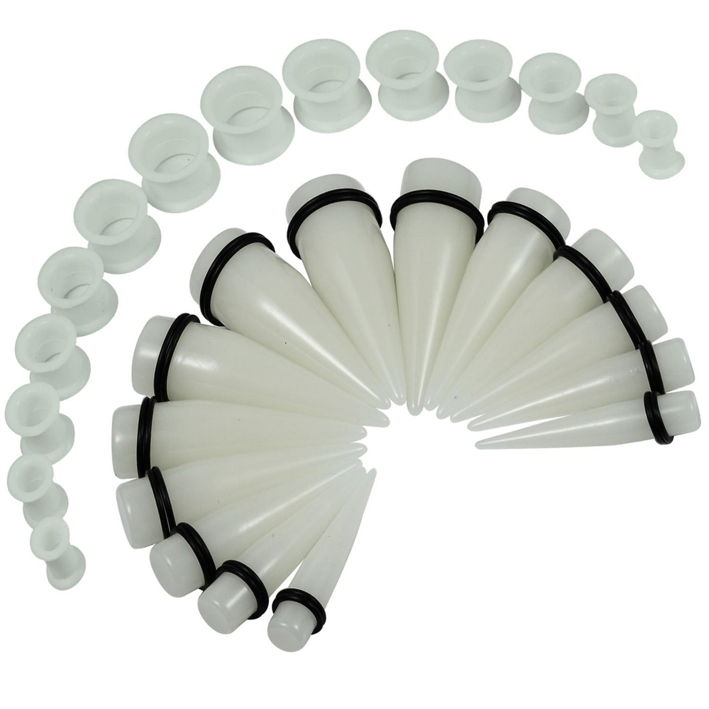 28PC Big Gauges Kit Ear Stretching 00G-22mm Acrylic Taper Silicone Plug Tunnels Piercing - BodyJ4you