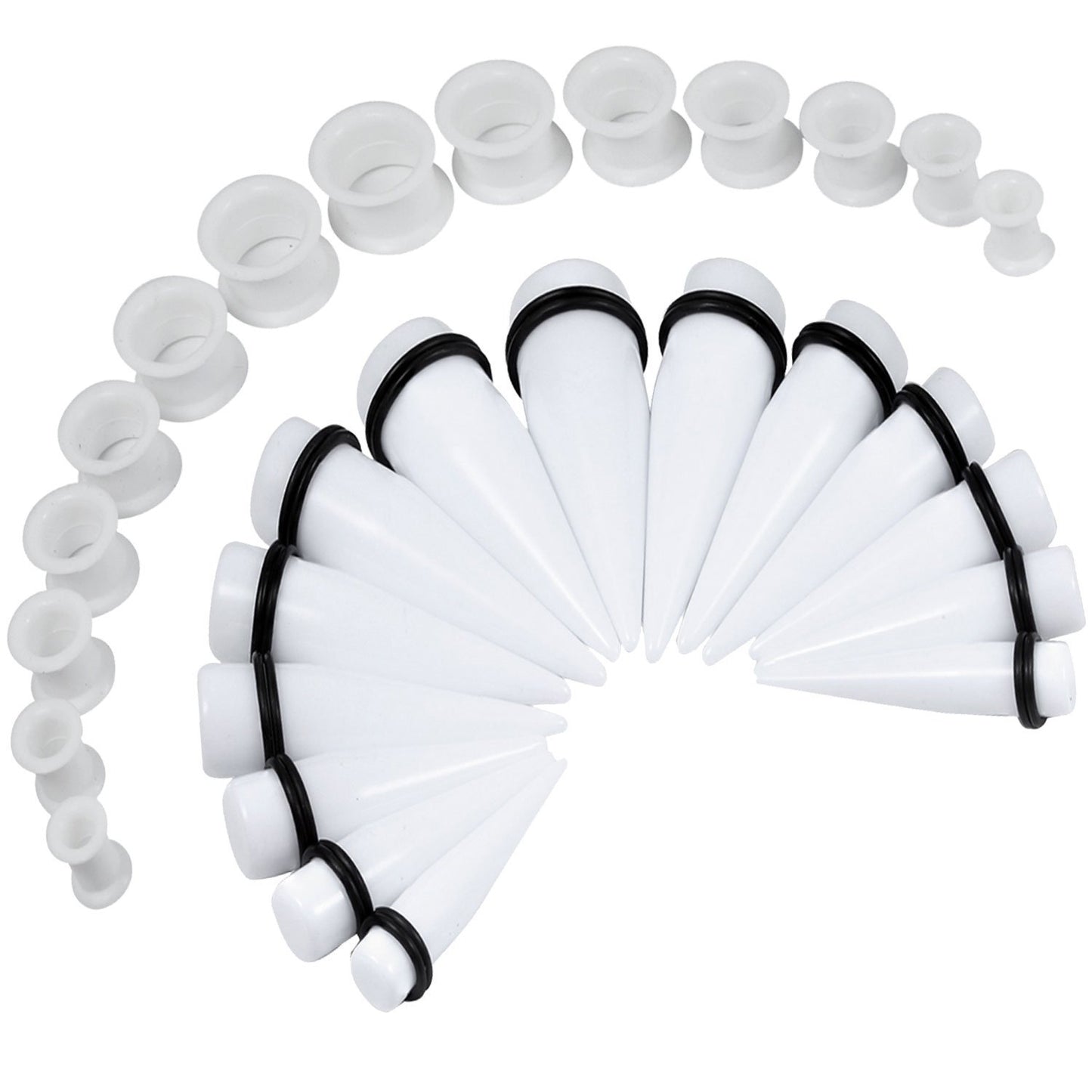 28PC Big Gauges Kit Ear Stretching 00G-22mm Acrylic Taper Silicone Plug Tunnels Piercing - BodyJ4you