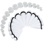 28PC Big Gauges Kit Ear Stretching 00G-22mm Acrylic Taper Silicone Plug Tunnels Piercing - BodyJ4you