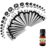 29PC Gauges Kit Ear Aftercare Jojoba Oil Wax 12G-0G Multicolor Steel Tunnel Plugs Tapers - BodyJ4you