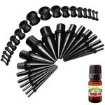 29PC Gauges Kit Ear Aftercare Jojoba Oil Wax 12G-0G Multicolor Steel Tunnel Plugs Tapers - BodyJ4you