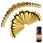 29PC Gauges Kit Ear Aftercare Jojoba Oil Wax 12G-0G Multicolor Steel Tunnel Plugs Tapers - BodyJ4you