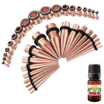 29PC Gauges Kit Ear Aftercare Jojoba Oil Wax 12G-0G Multicolor Steel Tunnel Plugs Tapers - BodyJ4you
