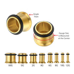 29PC Gauges Kit Ear Aftercare Jojoba Oil Wax 12G-0G Multicolor Steel Tunnel Plugs Tapers - BodyJ4you