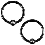 2PC Ball Closure Ring Black Steel 14G-20G BCR Nose Nipple Tragus Lip - BodyJ4you