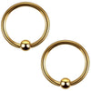 2PC Ball Closure Ring Goldtone Steel 14G-20G BCR Nose Nipple Tragus Lip - BodyJ4you