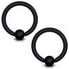 2PC Ball Closure Ring Matte Black Steel 10G-20G BCR Nose Nipple Tragus Lip - BodyJ4you