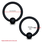 2PC Ball Closure Ring Matte Black Steel 10G-20G BCR Nose Nipple Tragus Lip - BodyJ4you