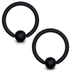 2PC Ball Closure Ring Matte Black Steel 10G-20G BCR Nose Nipple Tragus Lip - BodyJ4you