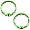 2PC Ball Closure Ring Rainbow Green Steel 14G-20G BCR Nose Nipple Tragus Lip - BodyJ4you