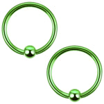 2PC Ball Closure Ring Rainbow Green Steel 14G-20G BCR Nose Nipple Tragus Lip - BodyJ4you