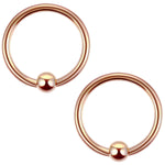 2PC Ball Closure Ring Rose Goldtone Steel 16G-20G BCR Nose Nipple Tragus Lip - BodyJ4you