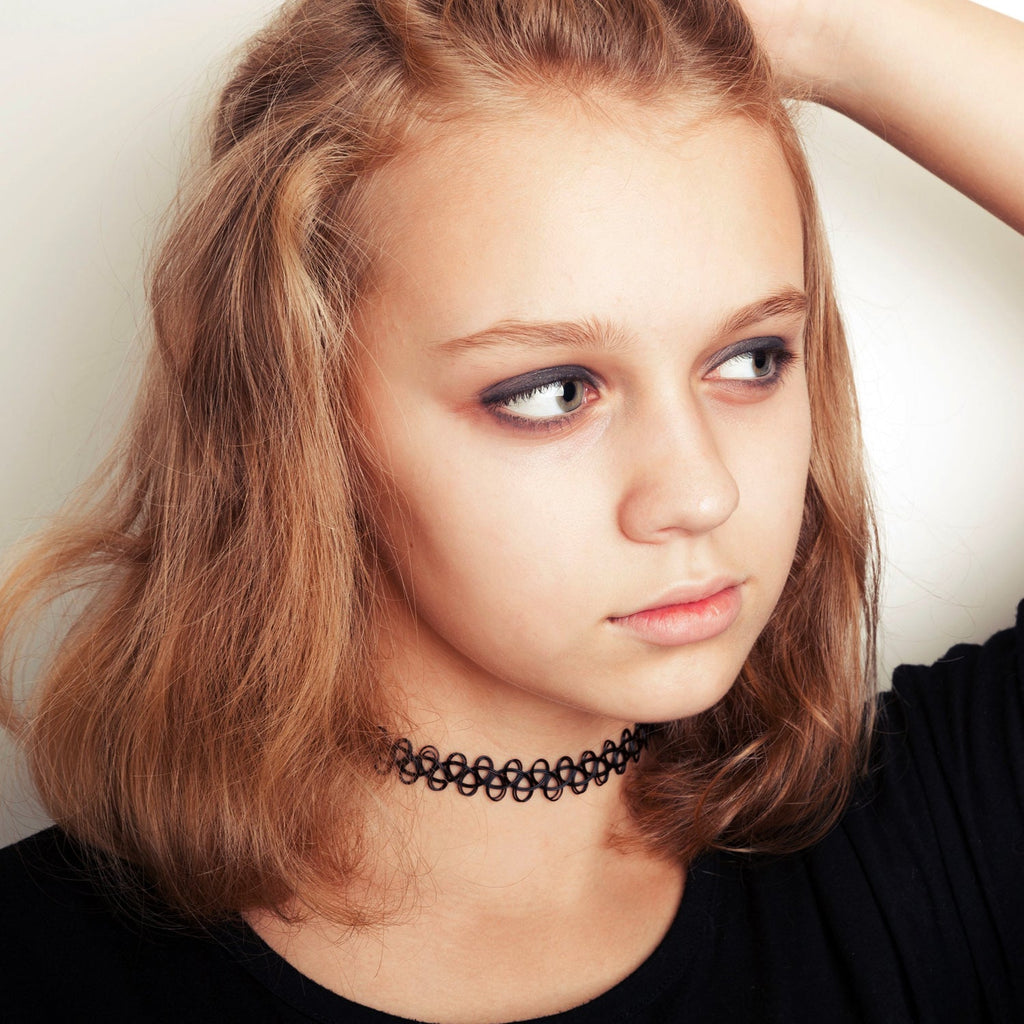 Vintage leather hot sale choker necklace