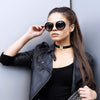 2PC Choker Leather Collar Necklace - Goth Punk Biker Rock Metal - 90s Retro Vintage Old-School Style - Heart Spikes Moon Pendant - Women Girls - BodyJ4you