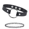 2PC Choker Leather Collar Necklace - Goth Punk Biker Rock Metal - 90s Retro Vintage Old-School Style - Heart Spikes Moon Pendant - Women Girls - BodyJ4you