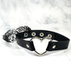 2PC Choker Leather Collar Necklace - Goth Punk Biker Rock Metal - 90s Retro Vintage Old-School Style - Heart Spikes Moon Pendant - Women Girls - BodyJ4you