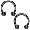 2PC Horseshoe Circular Barbell Black Steel 00G-18G CBR Nose Nipple Tragus Lip - BodyJ4you