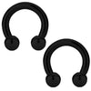 2PC Horseshoe Circular Barbell Black Steel 00G-18G CBR Nose Nipple Tragus Lip - BodyJ4you