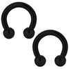 2PC Horseshoe Circular Barbell Black Steel 00G-18G CBR Nose Nipple Tragus Lip - BodyJ4you
