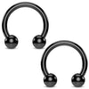 2PC Horseshoe Circular Barbell Black Steel 00G-18G CBR Nose Nipple Tragus Lip - BodyJ4you