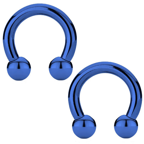 2PC Horseshoe Circular Barbell Blue Steel 10G-18G CBR Nose Nipple Tragus Lip - BodyJ4you