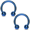 2PC Horseshoe Circular Barbell Blue Steel 10G-18G CBR Nose Nipple Tragus Lip - BodyJ4you
