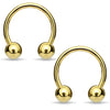 2PC Horseshoe Circular Barbell Goldtone Steel 8G-18G CBR Nose Nipple Tragus Lip - BodyJ4you