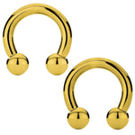 2PC Horseshoe Circular Barbell Goldtone Steel 8G-18G CBR Nose Nipple Tragus Lip - BodyJ4you