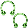 2PC Horseshoe Circular Barbell Green Steel 12G-18G CBR Nose Nipple Tragus Lip - BodyJ4you