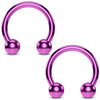 2PC Horseshoe Circular Barbell Purple Steel 10G-18G CBR Nose Nipple Tragus Lip - BodyJ4you