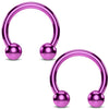 2PC Horseshoe Circular Barbell Purple Steel 10G-18G CBR Nose Nipple Tragus Lip - BodyJ4you