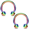 2PC Horseshoe Circular Barbell Rainbow Steel 8G-18G CBR Nose Nipple Tragus Lip - BodyJ4you