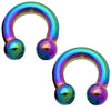 2PC Horseshoe Circular Barbell Rainbow Steel 8G-18G CBR Nose Nipple Tragus Lip - BodyJ4you