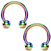 2PC Horseshoe Circular Barbell Rainbow Steel 8G-18G CBR Nose Nipple Tragus Lip - BodyJ4you