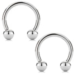 2PC Horseshoe Circular Barbell Surgical Steel 00G-18G CBR Nose Nipple Tragus Lip - BodyJ4you