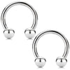 2PC Horseshoe Circular Barbell Surgical Steel 00G-18G CBR Nose Nipple Tragus Lip - BodyJ4you
