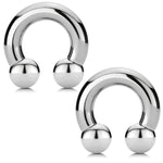 2PC Horseshoe Circular Barbell Surgical Steel 00G-18G CBR Nose Nipple Tragus Lip - BodyJ4you