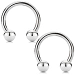 2PC Horseshoe Circular Barbell Surgical Steel 00G-18G CBR Nose Nipple Tragus Lip - BodyJ4you