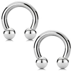 2PC Horseshoe Circular Barbell Surgical Steel 00G-18G CBR Nose Nipple Tragus Lip - BodyJ4you