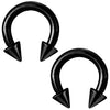 2PC Horseshoe Circular Spike Barbell Black Steel 8G-18G CBR Nose Nipple Tragus Lip - BodyJ4you