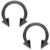 2PC Horseshoe Circular Spike Barbell Black Steel 8G-18G CBR Nose Nipple Tragus Lip - BodyJ4you