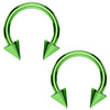 2PC Horseshoe Circular Spike Barbell Green Steel 14G-16G CBR Nose Nipple Tragus Lip - BodyJ4you