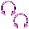 2PC Horseshoe Circular Spike Barbell Purple Steel 12G-16G CBR Nose Nipple Tragus Lip - BodyJ4you