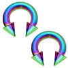 2PC Horseshoe Circular Spike Barbell Rainbow Steel 8G-16G CBR Nose Nipple Tragus Lip - BodyJ4you