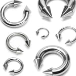 2PC Horseshoe Circular Spike Barbell Surgical Steel 8G-18G CBR Nose Nipple Tragus Lip - BodyJ4you