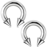 2PC Horseshoe Circular Spike Barbell Surgical Steel 8G-18G CBR Nose Nipple Tragus Lip - BodyJ4you