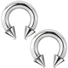 2PC Horseshoe Circular Spike Barbell Surgical Steel 8G-18G CBR Nose Nipple Tragus Lip - BodyJ4you